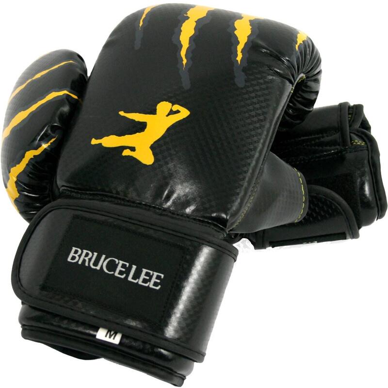 Bruce Lee Bag & Sparring Gloves Handschuhe Schwarz mit Gelb S