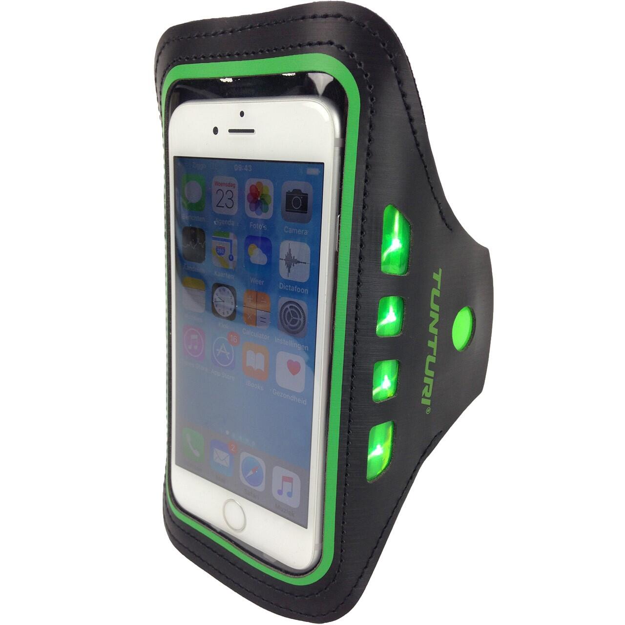 Tunturi - Bracelet Téléphone Tunturi Led - Support Pour Téléphone Portable Smartphone - Catadioptre - Vert - No Size - Decathlon