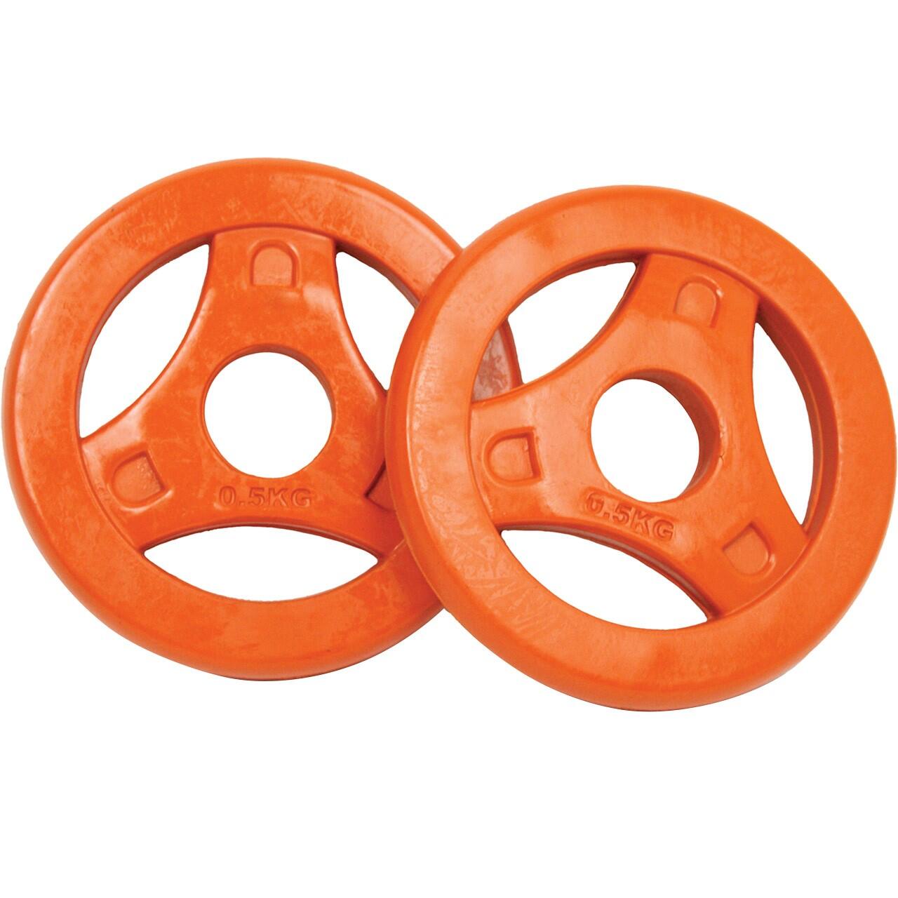 Tunturi - Disque Bumper Aerobic Caoutchouc 0.5kg Orange, La Paire - Poids De Musculation - Decathlon