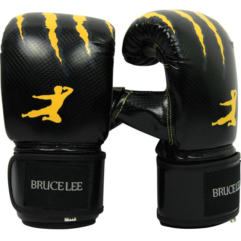 Bruce Lee Bag & Sparring Gloves Handschuhe Schwarz mit Gelb L