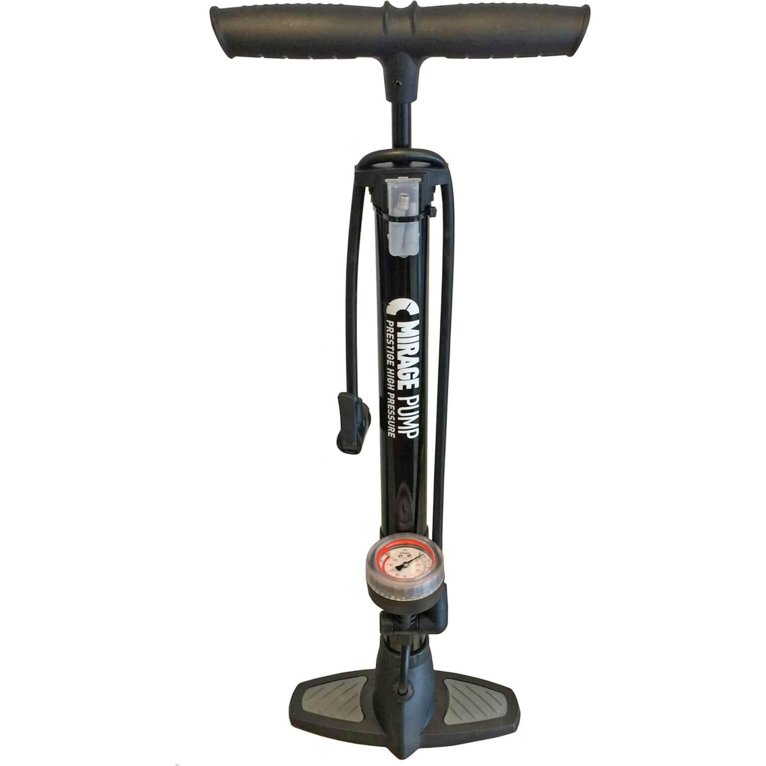 Pompe à vélo Mirage en acier avec compteur et tête double 3/3