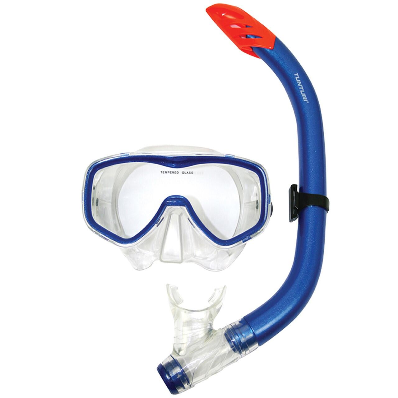 TUNTURI Tunturi Senior Snorkel Set Blue/Transparent with Adjustable Fins