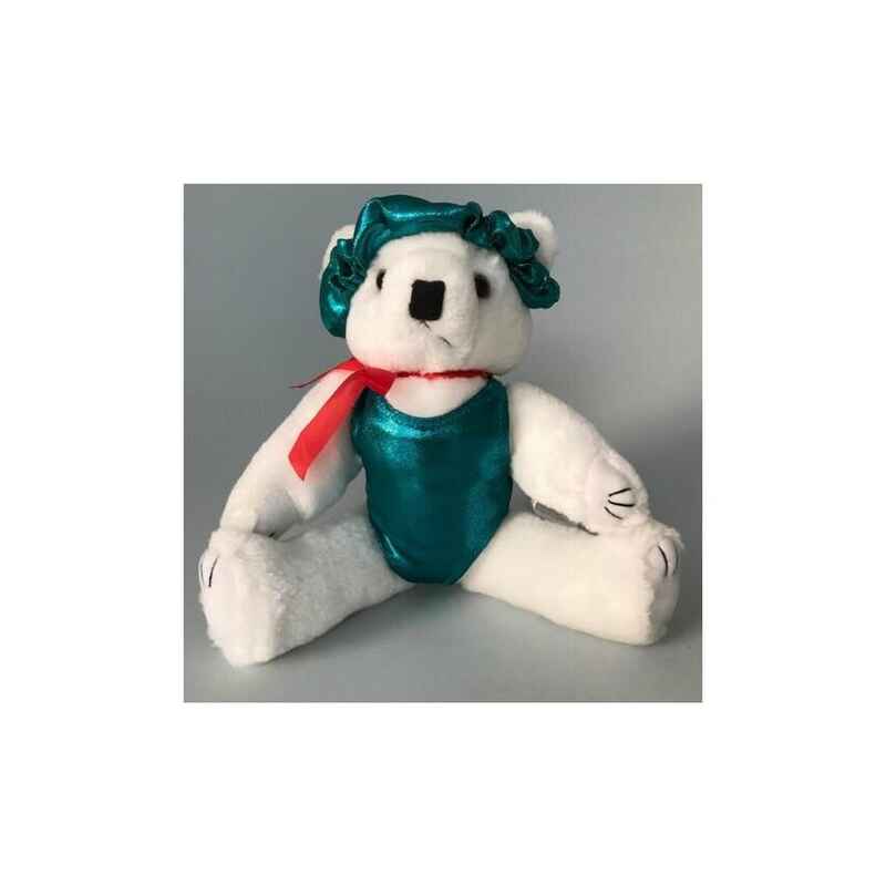 Gymnastikbär mit Gymnastikanzug und Haargummis - 30 cm (Grün)