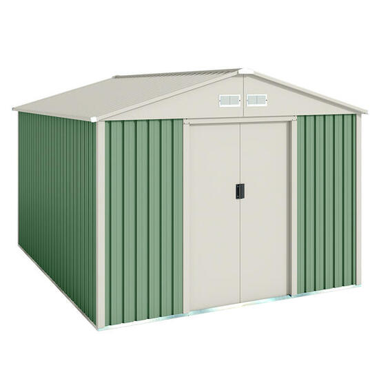 Abri de jardin métallique Galliv 7,86 m² - 10 ans de garantie - 261x301x198 cm