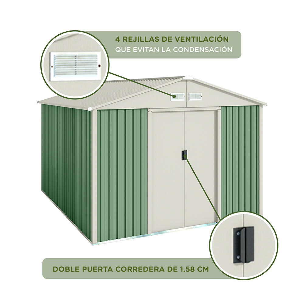 Abri de jardin métallique Galliv 7,86 m² - 10 ans de garantie - 261x301x198 cm 4/5