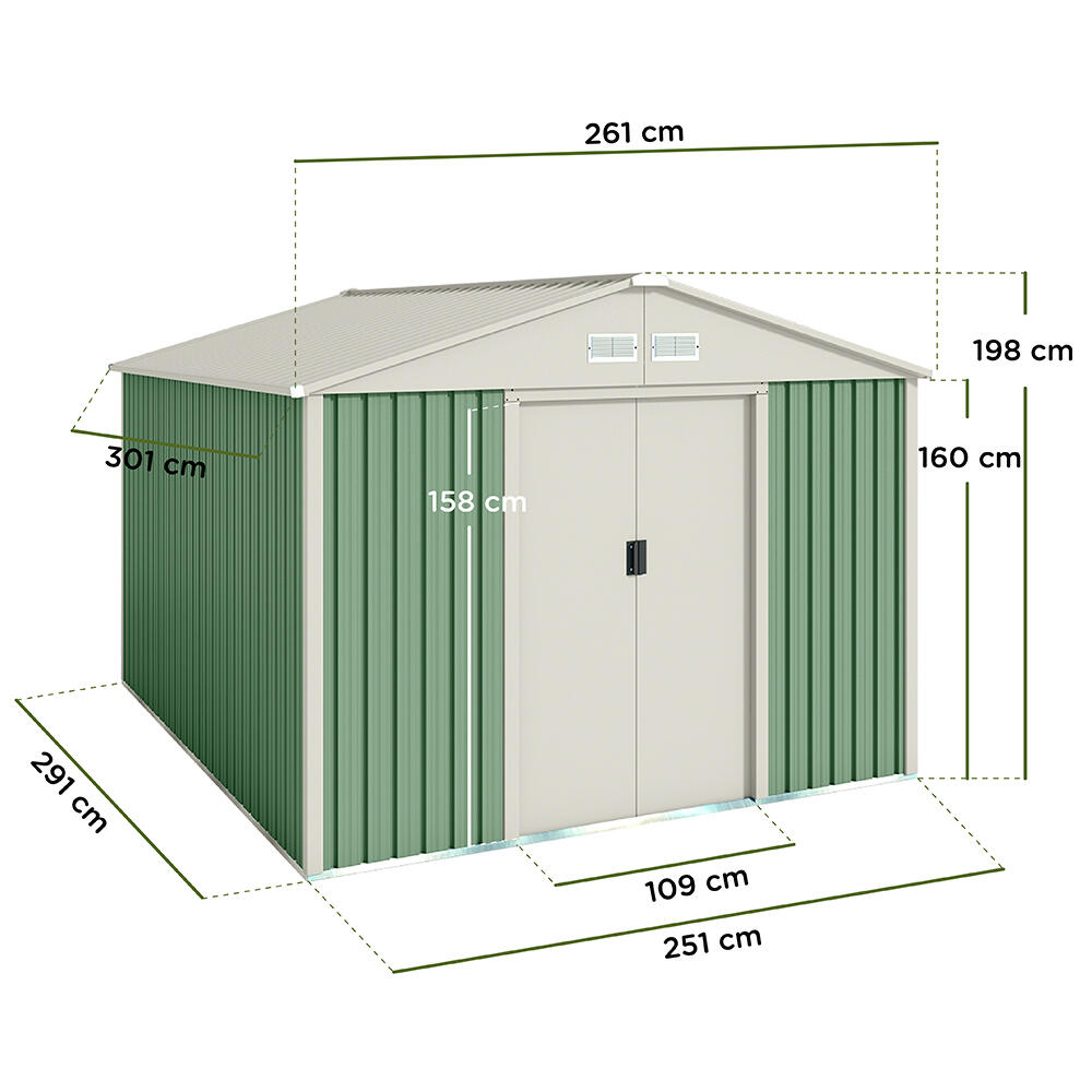 Abri de jardin métallique Galliv 7,86 m² - 10 ans de garantie - 261x301x198 cm 2/5