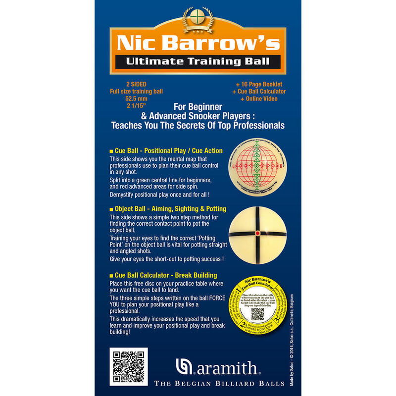 Boule d'exercice Nic Barrows snooker, 52,4 mm