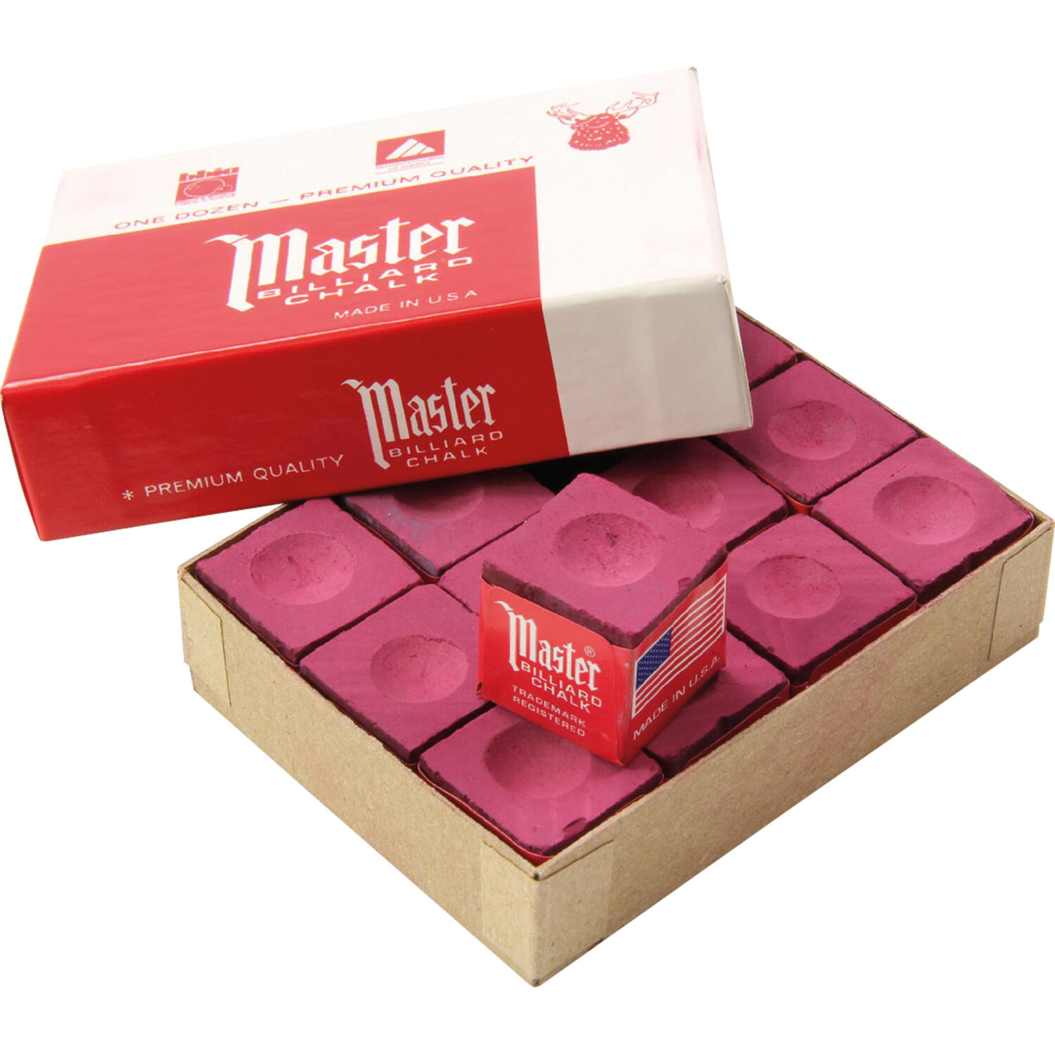 MASTER Master billiard chalk bordeaux red 12 kusů