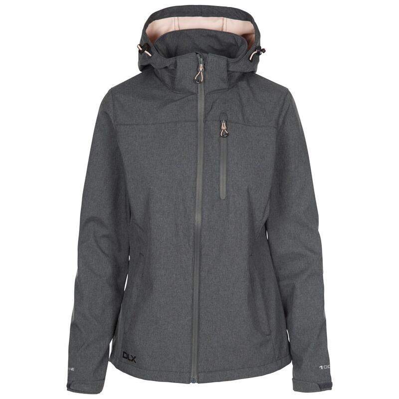 Claren II Giacca Impermeabile Softshell Donna Grigio Scuro, Cipria Marna