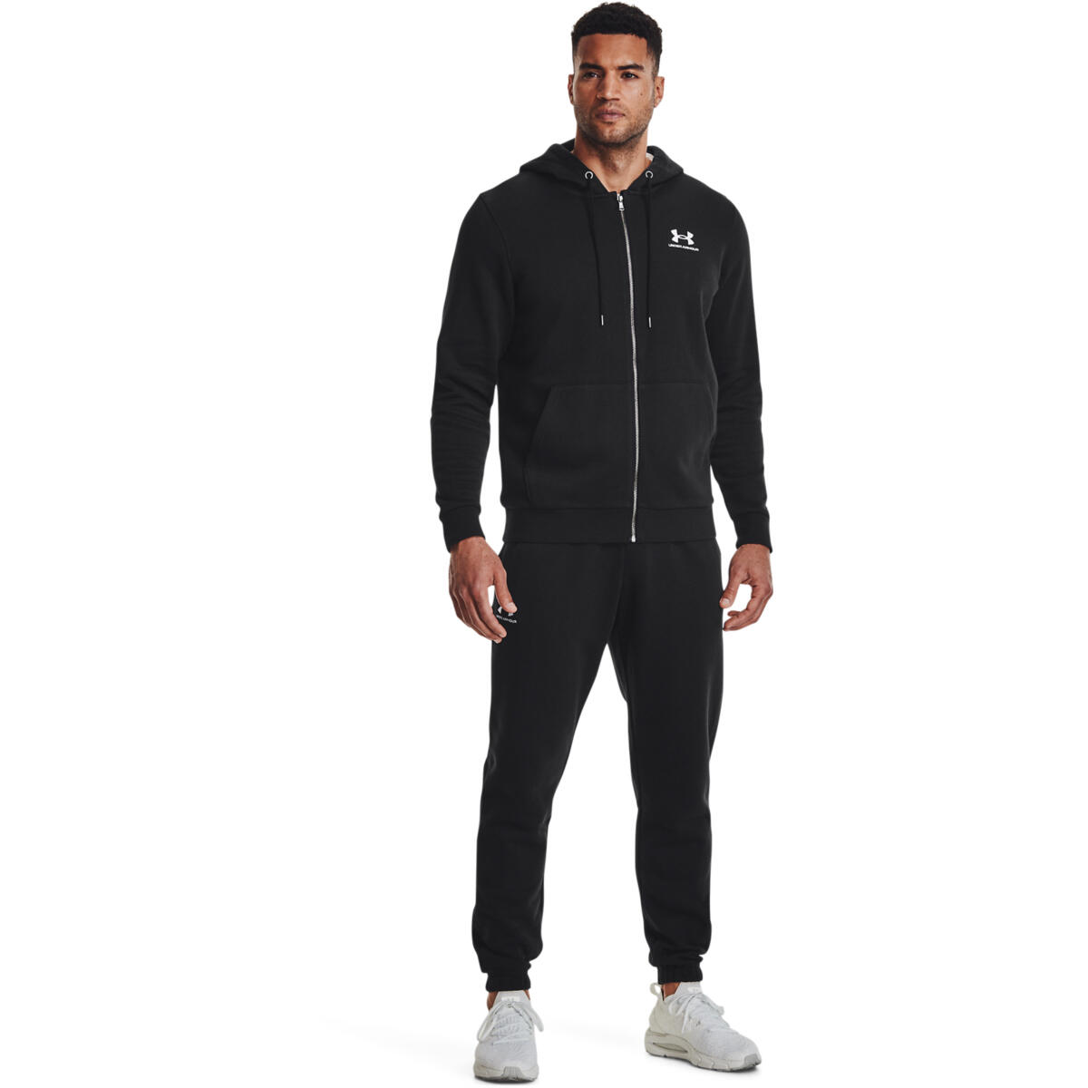 Pantalon Under Armour Essential Fleece, Noir, Hommes 3/4