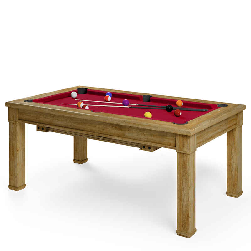 Bison Billard- und Esstisch Dolce Vita Eiche, Bordeux Rot, 5 ft = 184x106 cm