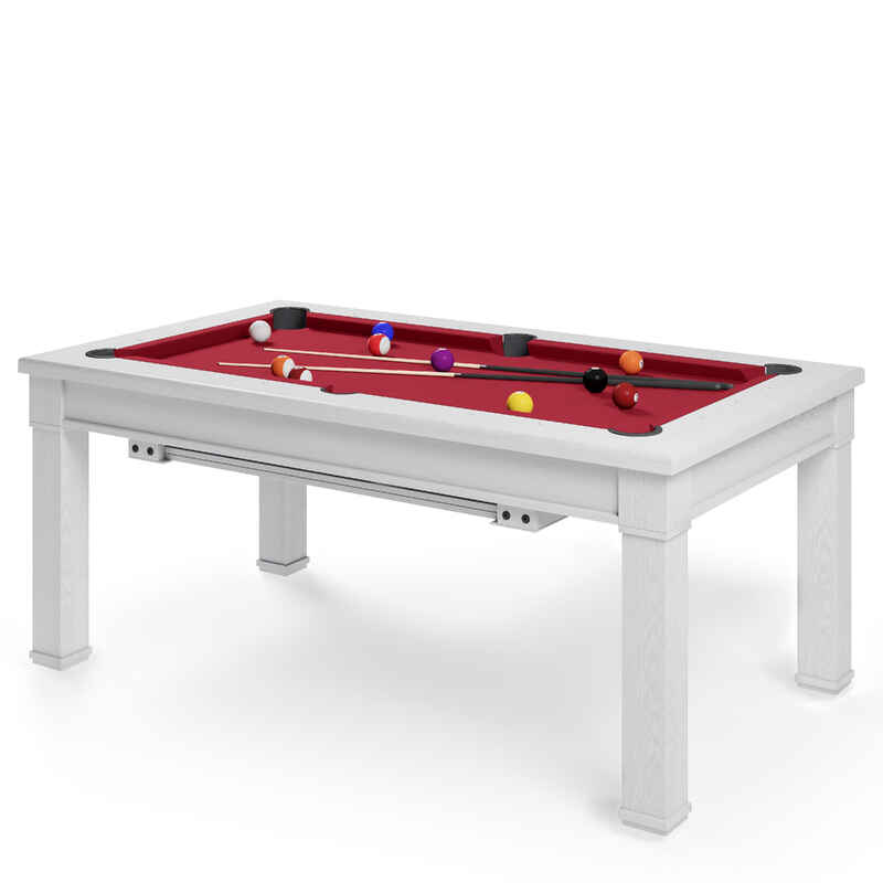 Bison Billard- und Esstisch Dolce Vita in Hamilton White, Bordeux Rot, 5 ft