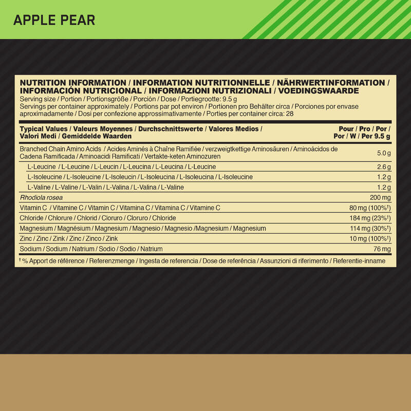Gold Standard BCAA - Apple Pear - 28 doseringen (266 gram)