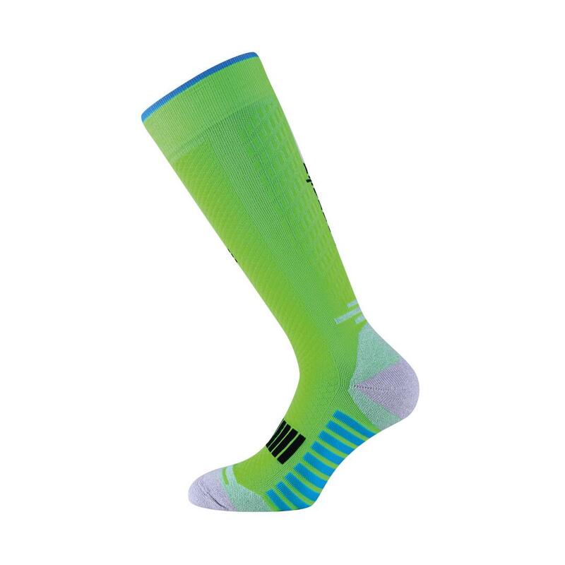 Calze tecniche Running adulto compressive termoregolanti rinforzi lunga verde