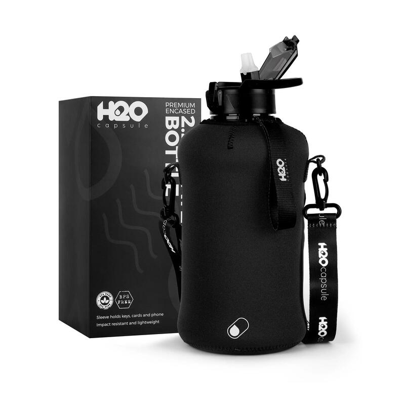 Classic H2O Capsule Half Gallon Water Bottle with Storage Slee 2.2L - Jet Black
