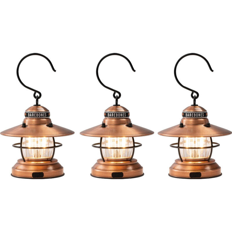 Edison Mini Lantern Set of 3 35/100 Lumens-Copper