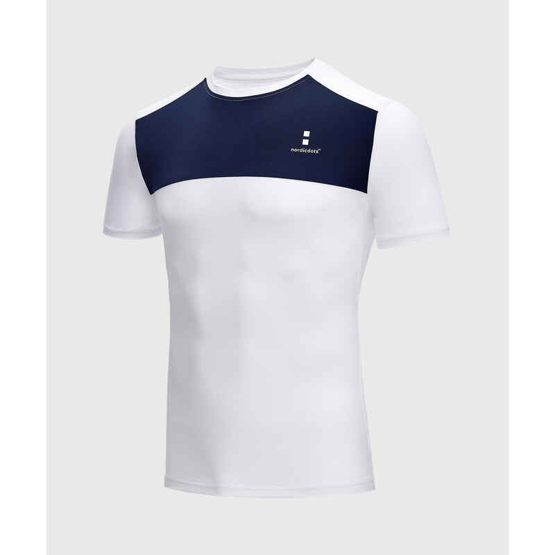 Performance Tennis/Padel T-Shirt Herren Weißes/Marineblaues