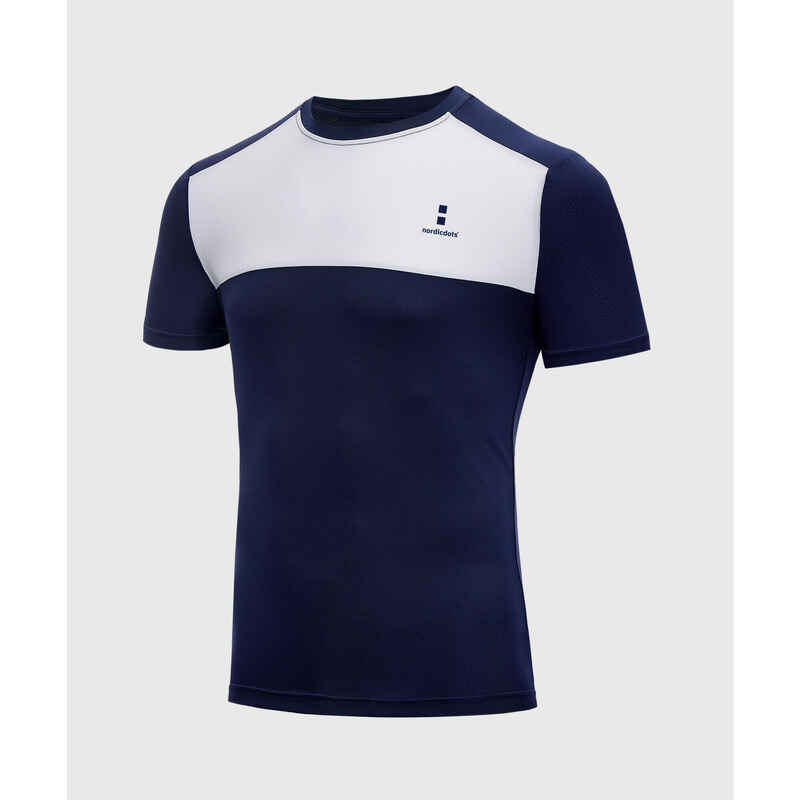 Performance Tennis/Padel T-Shirt Herren Marineblaues/Weißes