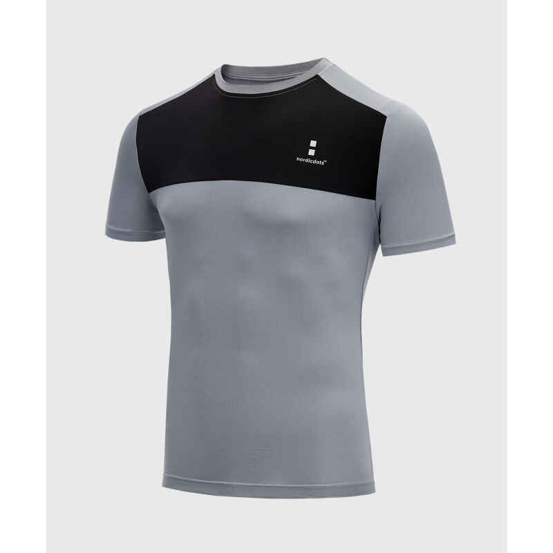 Performance Tennis/Padel T-Shirt Herren Grau/Schwarzes
