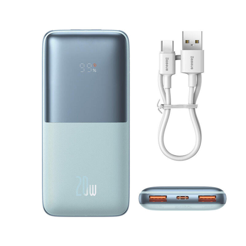 Powerbank Baseus 10000mAh 20W z kablem USB - USB Typ C 3A 0.3m