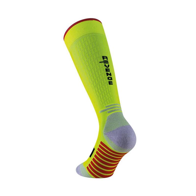 Technische sokken Running volwassen compressie thermoregulerende lang geel