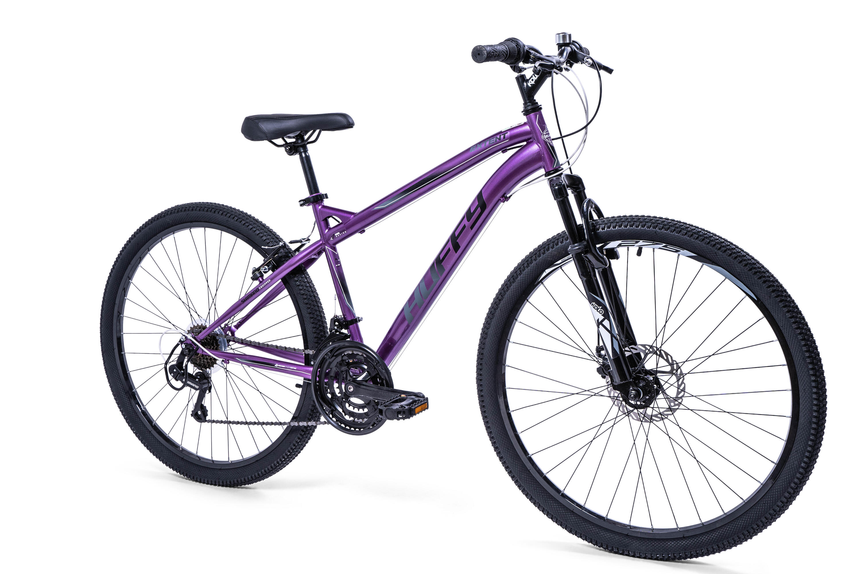 Huffy Extent Womens Mountain Bike 27.5" Wheels 18 Speed Gloss Purple + Black 3/4