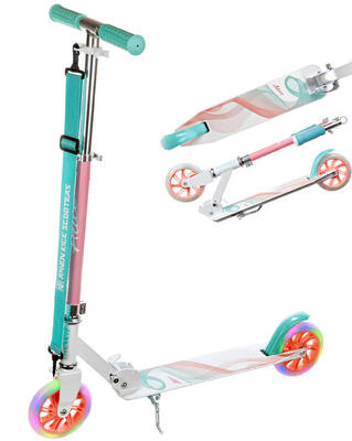 Klappbarer Roller 145mm Alice Weiß/Pfirsich/Mint Leuchtende LED-Räder