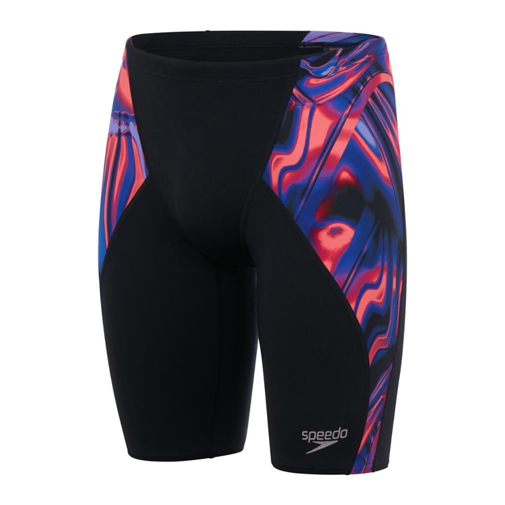 Allover Digital V-Cut Adult Male Swim Jammer Black/Red 4/5
