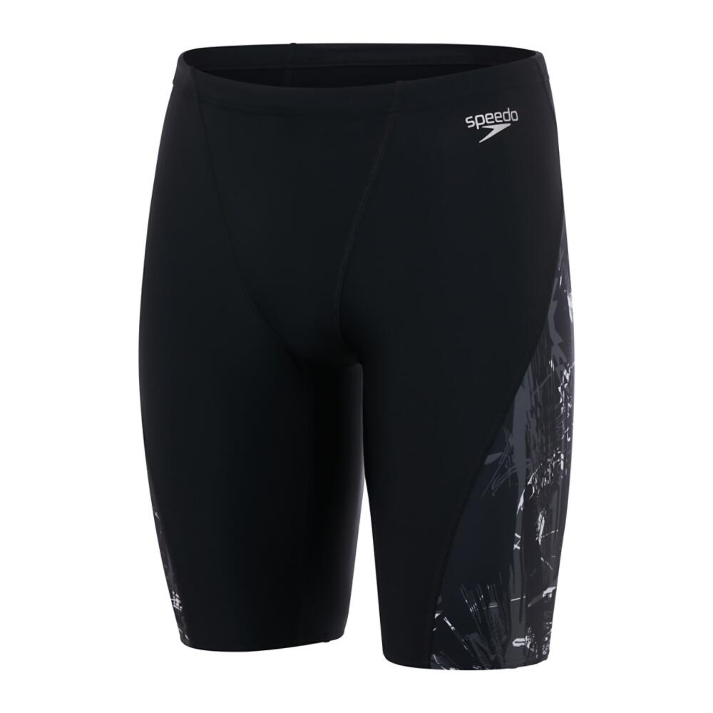 Allover V-Cut Adult Male Swim Jammer Black/Grey 4/5