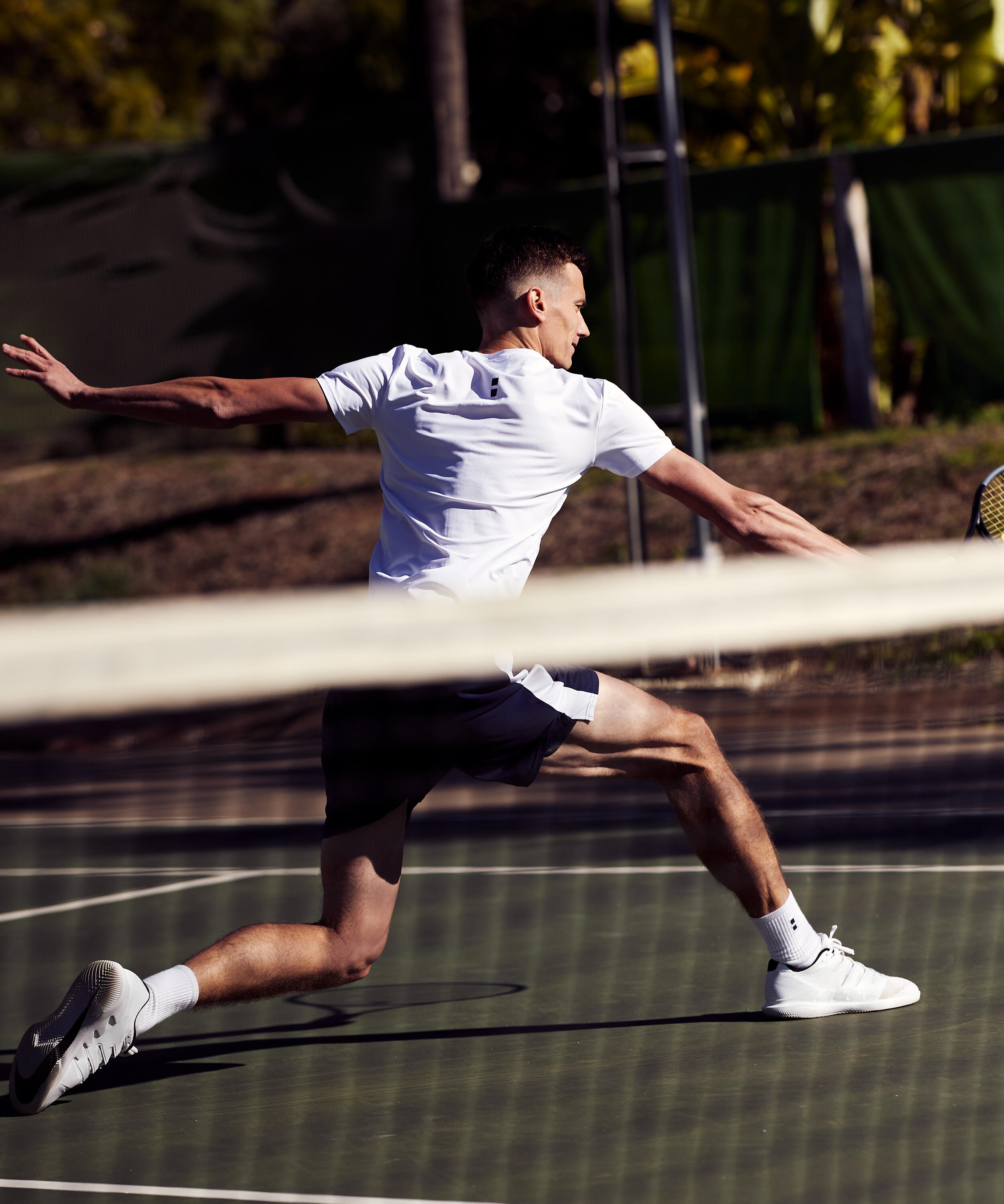 Performance Tennis/Padel T-Shirt Herren Weißes 3/4