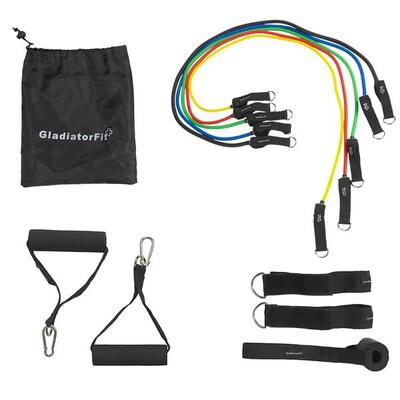 Kit di bande di resistenza elastiche/tubi con maniglie + borsa GladiatorFit