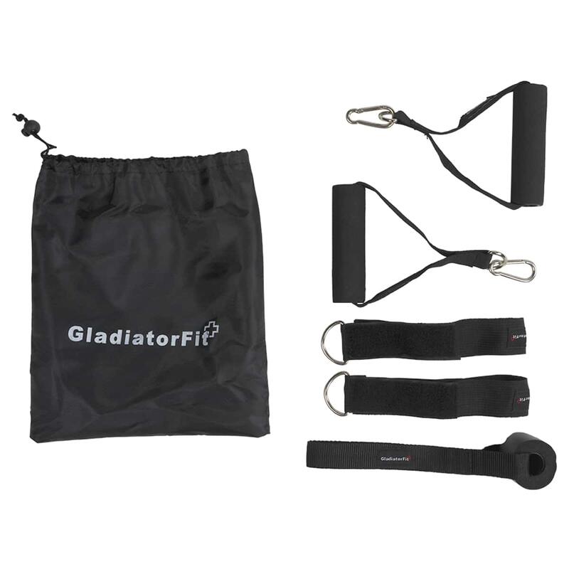 Elastische weerstand band/buis kit met Handtrainer + tas