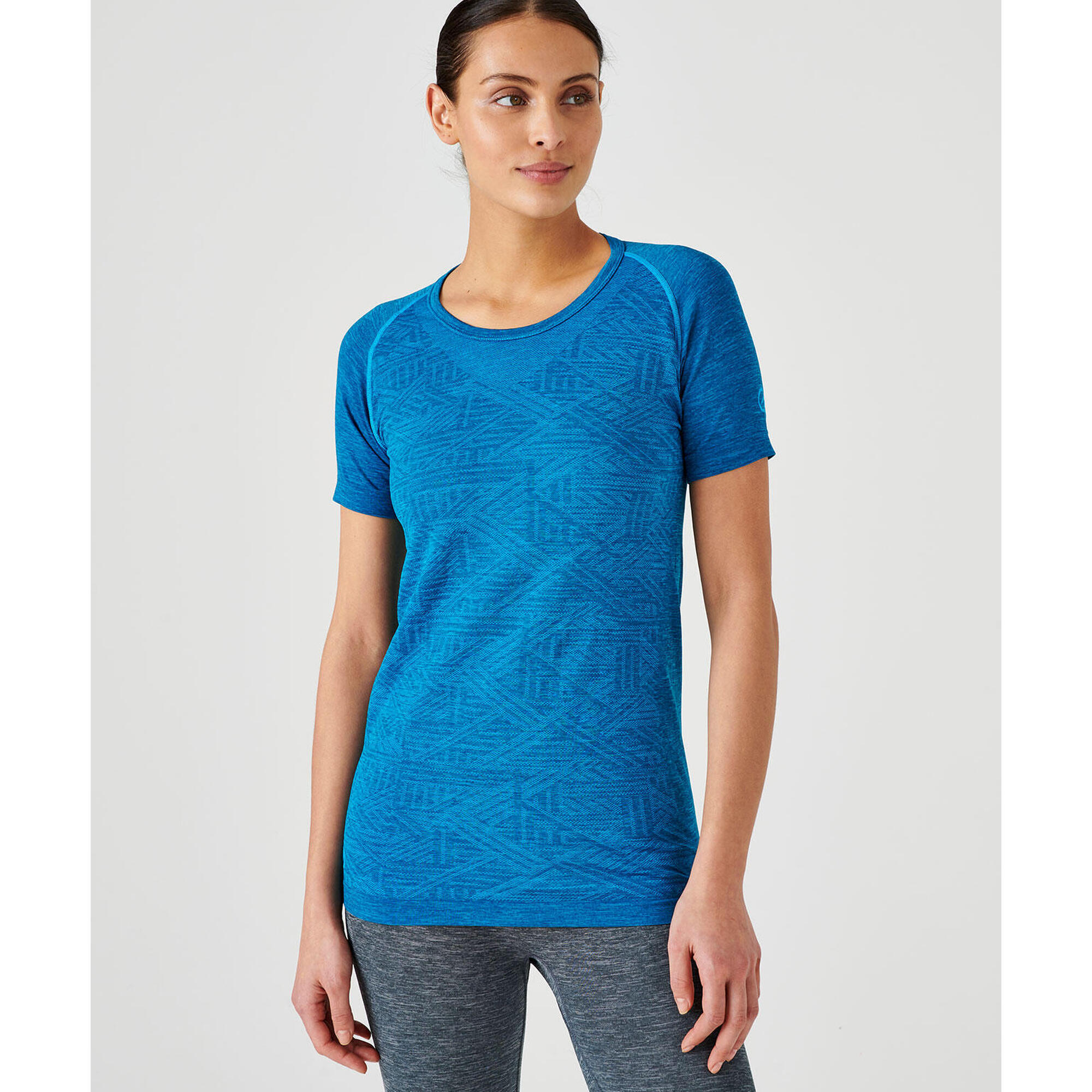 Damart Sport - T-shirt Technique Toucher Frais Protection Uv Col Rond Femme- Dynamic Climatyl - T-shirt Manches Courtes - Bleu|gris - 36 Xs - Decathlon