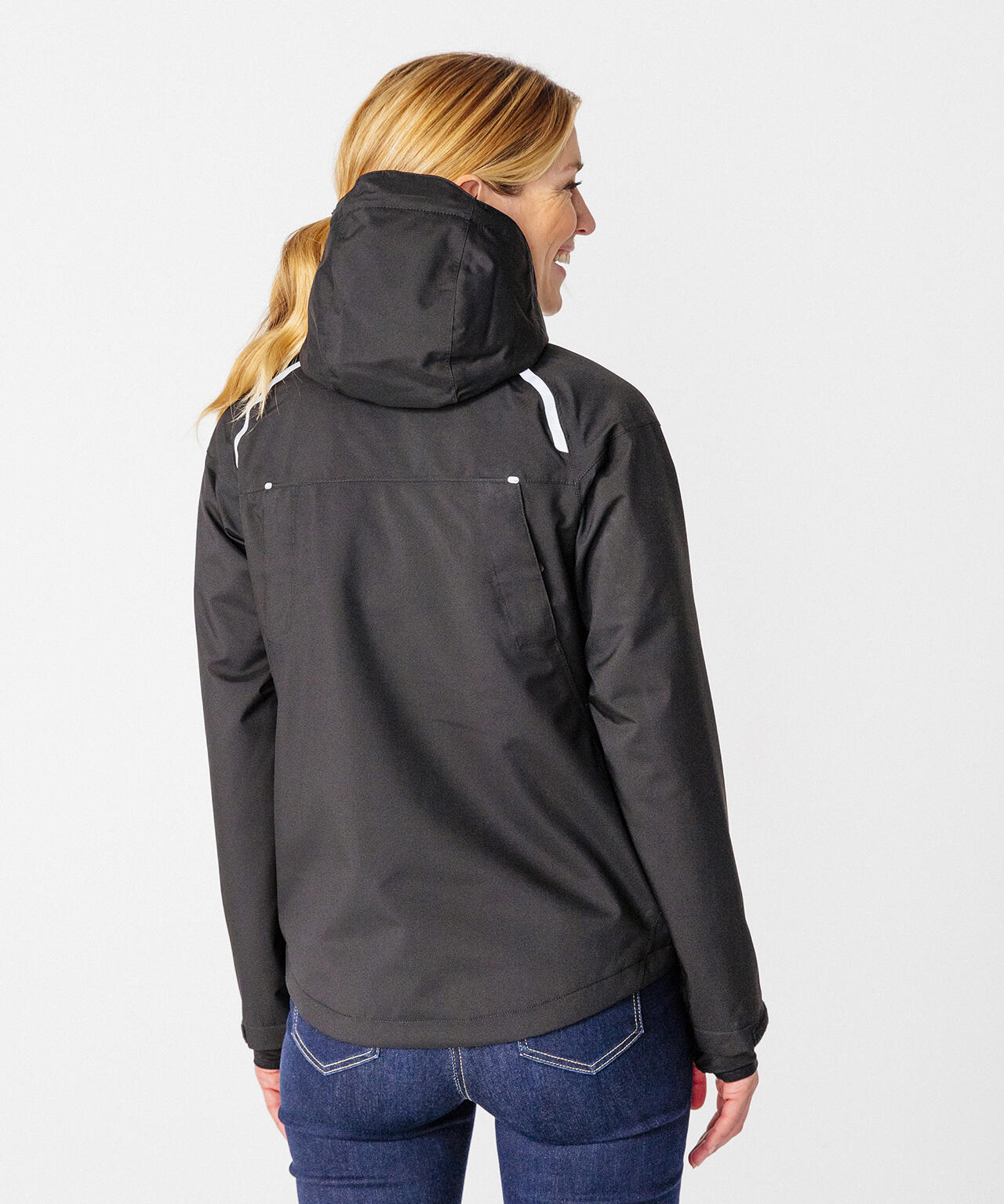 Veste 10000 doublée Thermolactyl femme - Noir - Capuche - Manches longues 3/4