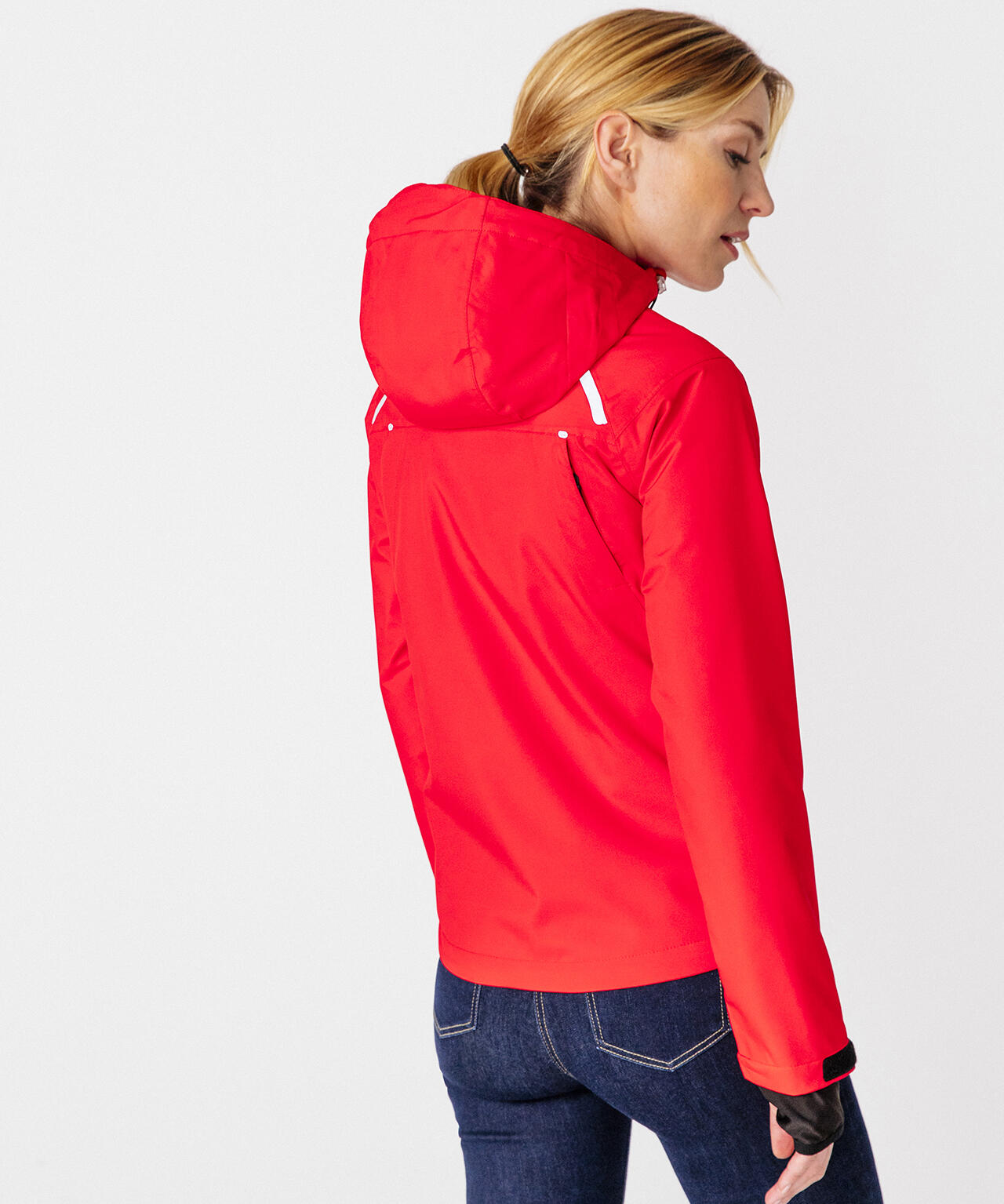 Veste 10000 doublée Thermolactyl femme - Rouge - Capuche - Manches longues 3/4