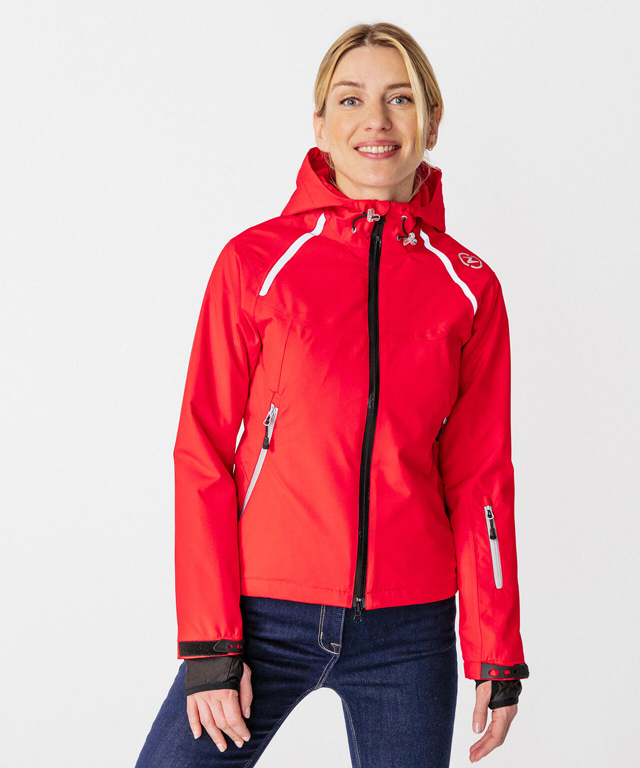 Veste 10000 doublée Thermolactyl femme - Rouge - Capuche - Manches longues 2/4