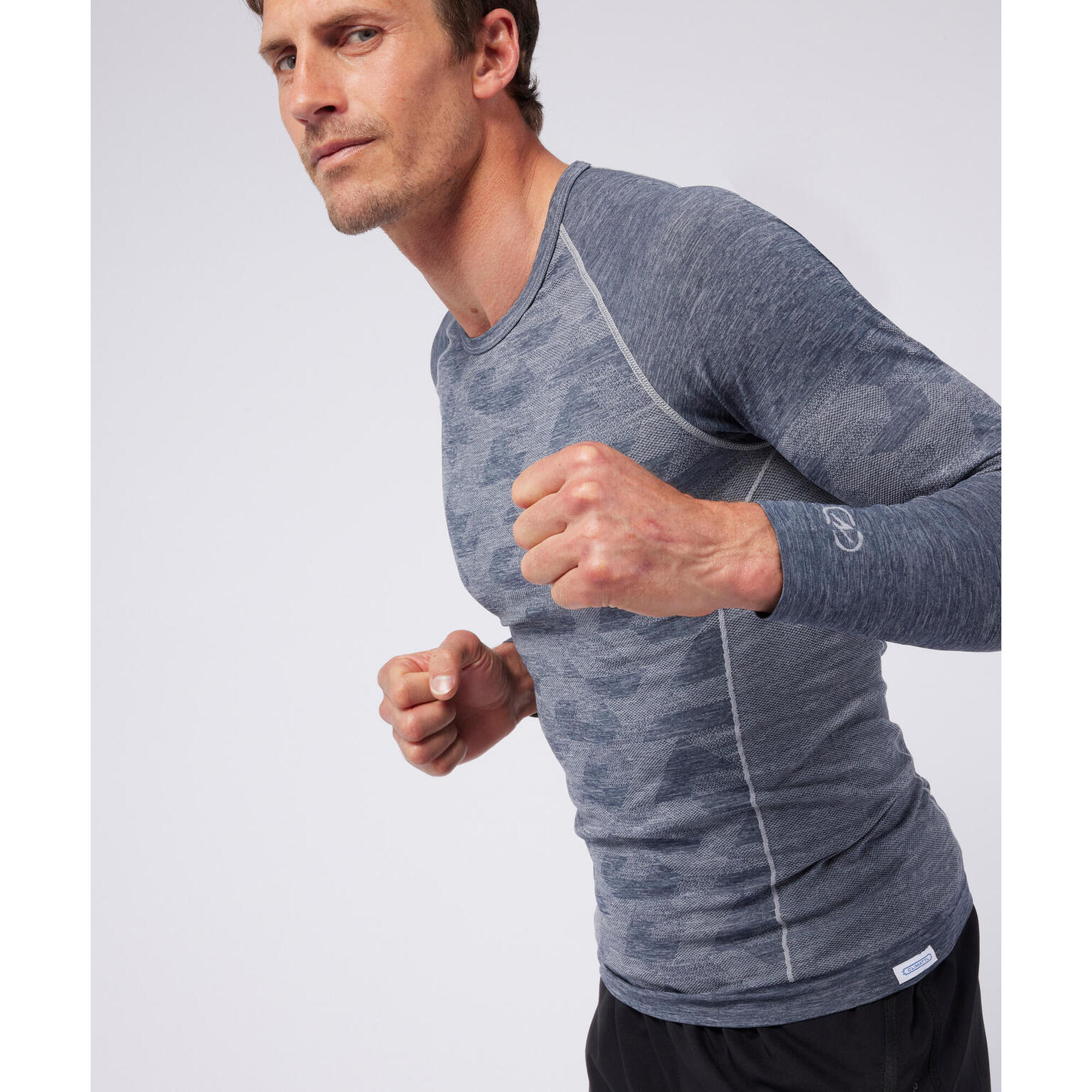 Damart Sport - T-shirt Technique Toucher Frais Protection Uv Col Rond Ml Homme-climatyl - Sous Maillot Manche Longue - Gris - Sm - Decathlon