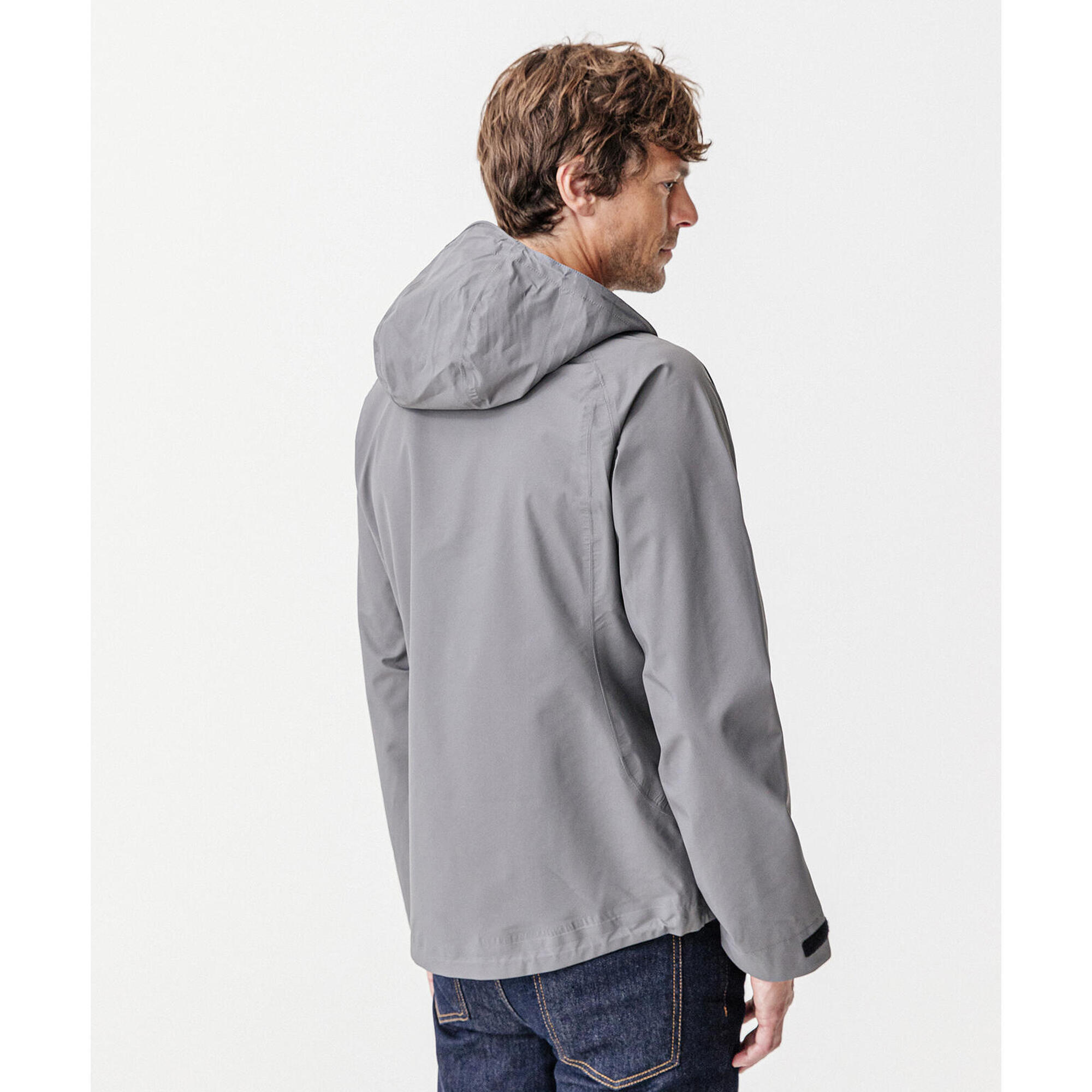 Coupe-vent imperméable 10000 homme - Gris - Capuche - Manches longues 2/4