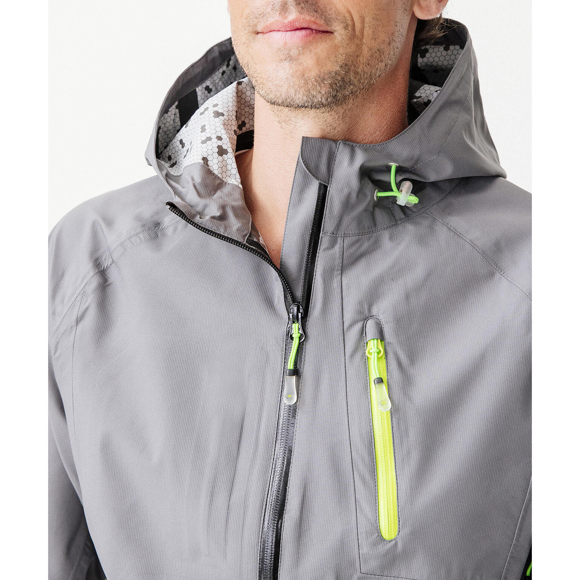 Coupe-vent imperméable 10000 homme - Gris - Capuche - Manches longues 3/4