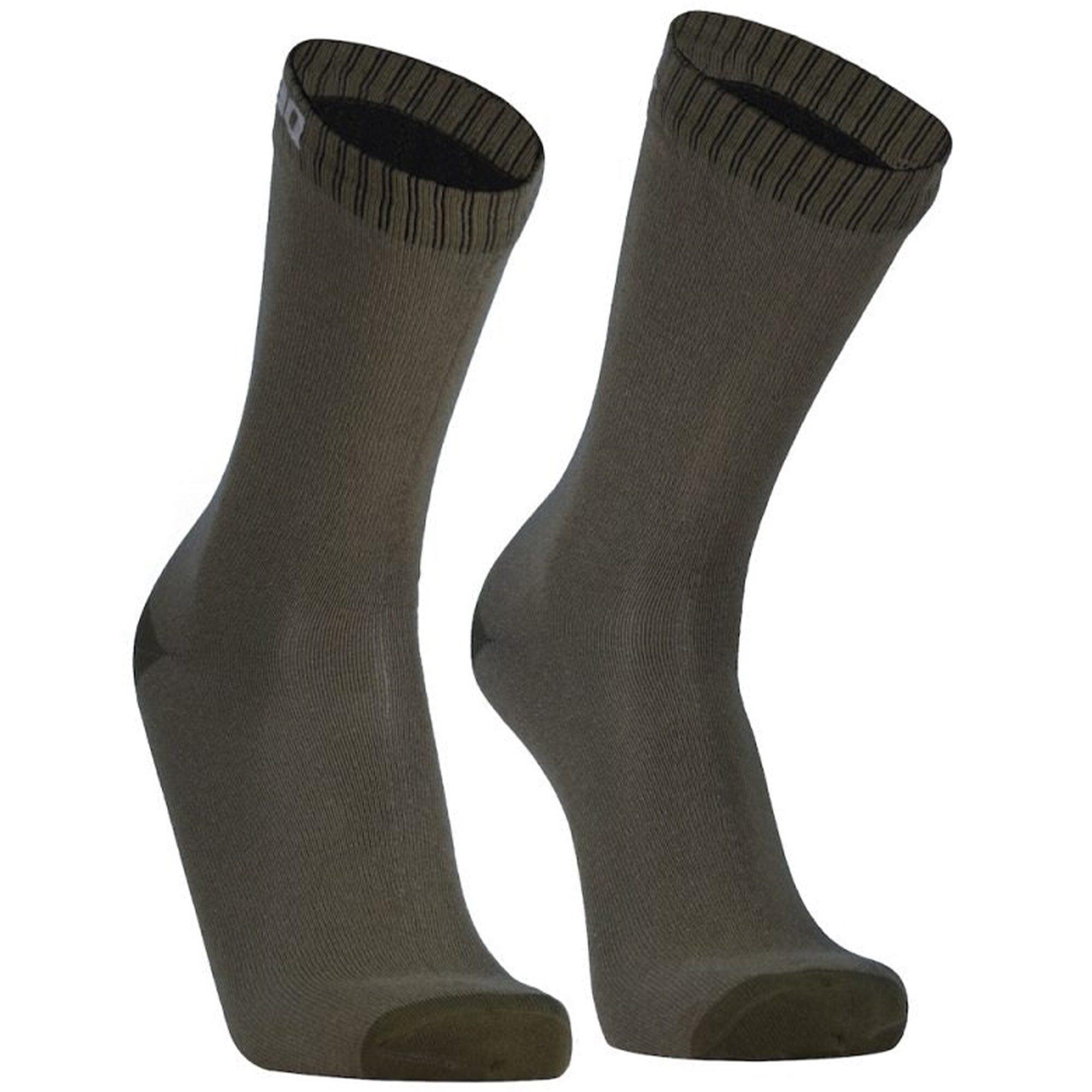 Dexshell Waterproof Ultra Thin Crew Socks Olive Green 1/2