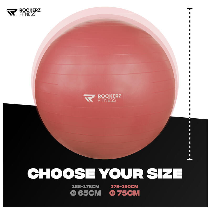 bola de yoga com bomba - bola de Pilates - bola de fitness - Rosegold - 75cm