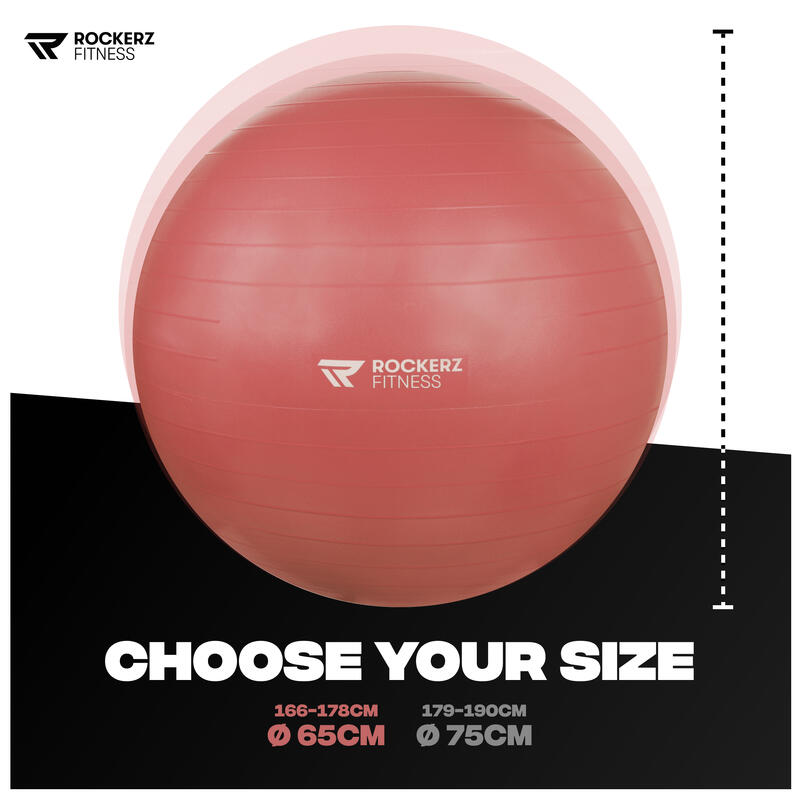 bola de yoga com bomba - bola de Pilates - bola de fitness - Rosegold - 65cm