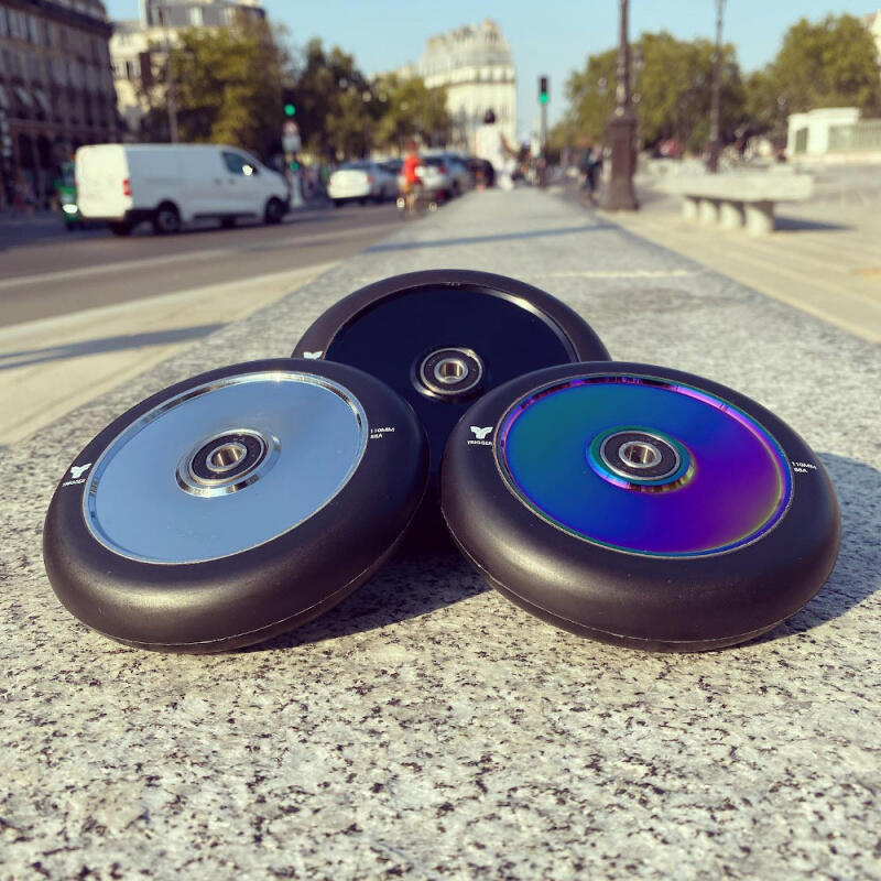 Freestyle Scooter Wheels Trigger Hollow 110mm 88A Neochrome Schwarz x2