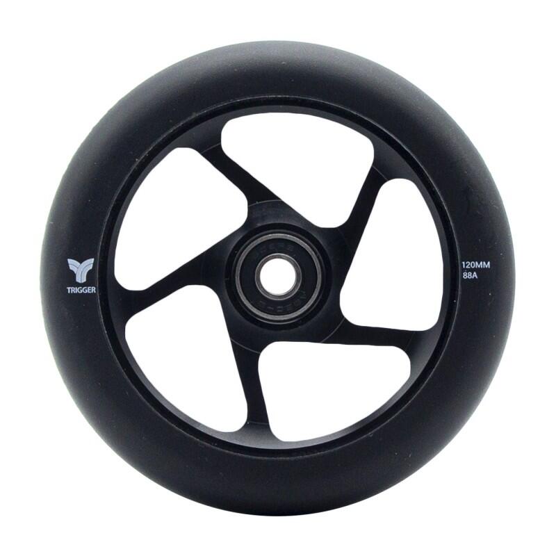 Freestyle Scooter Wheels Trigger 5 Spokes 30mm 120mm 88A Chrome Schwarz x2