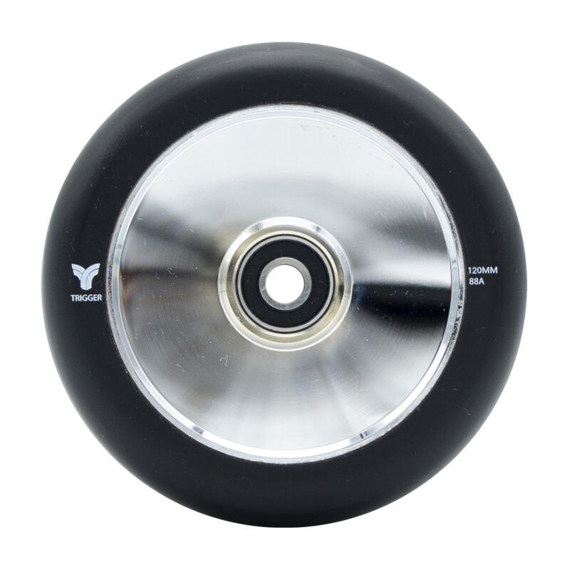 Freestyle Scooter Wheels Trigger Hollow 30mm 120mm 88A Chrome Schwarz x2