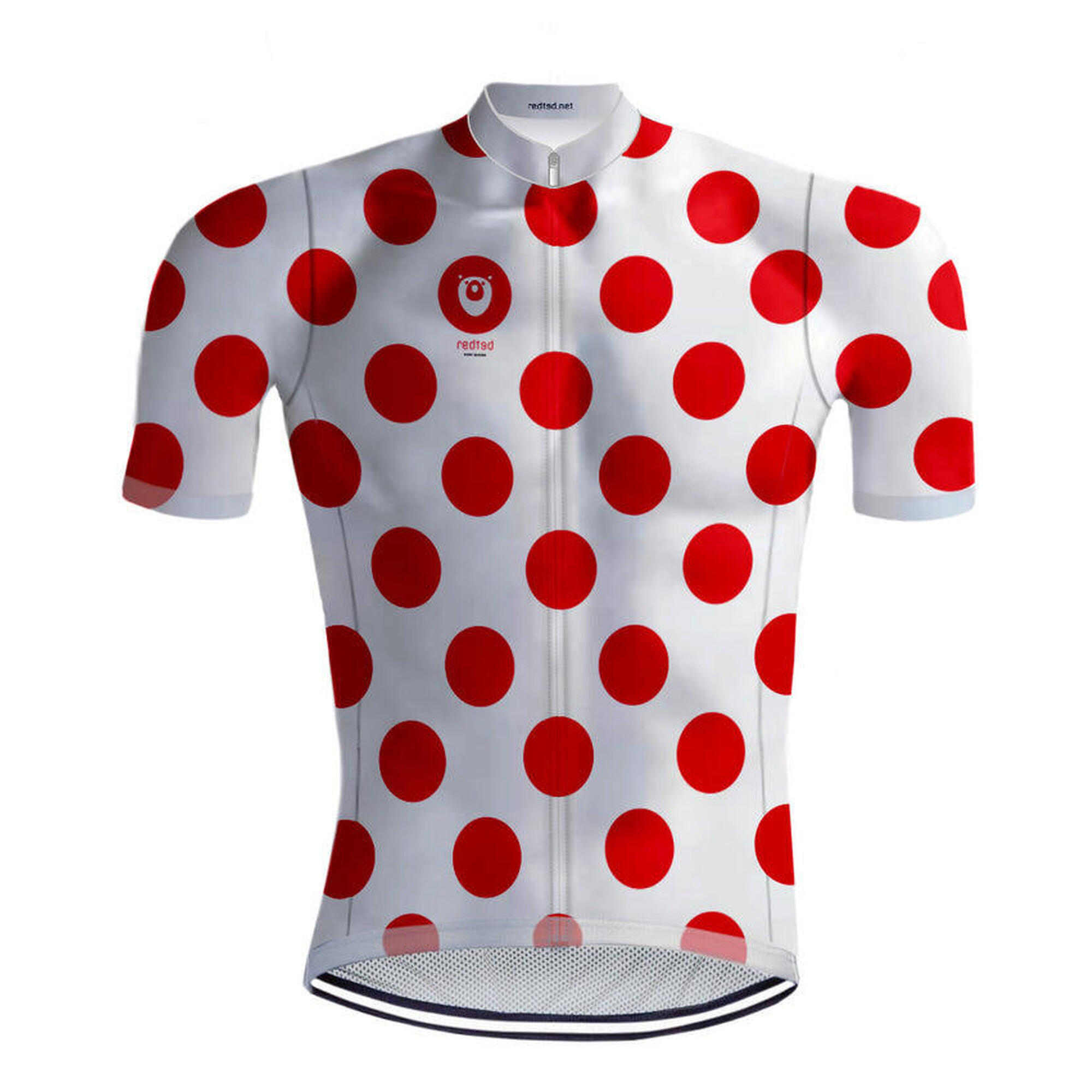 Retro Radsport Outfit Gepunkteten Trikot Rot/Weiss - REDTED 2/5