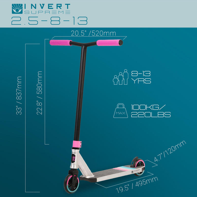 Stunt Scooter für 8- 13 Jahre Roh/Schwarz/Pink