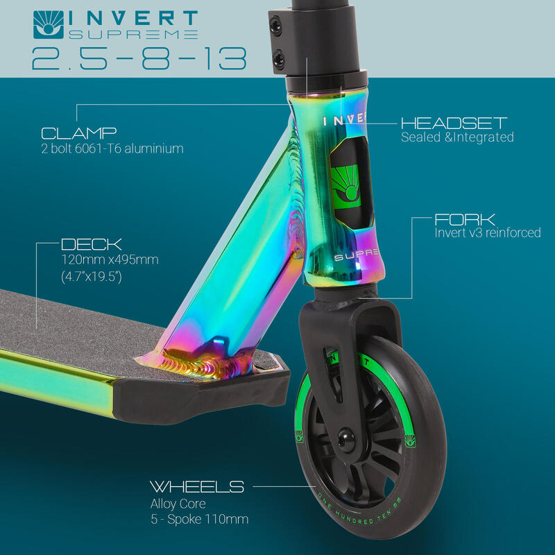 Stunt Scooter für Kinder von 8-13 Jahren, Neo Grün/Schwarz