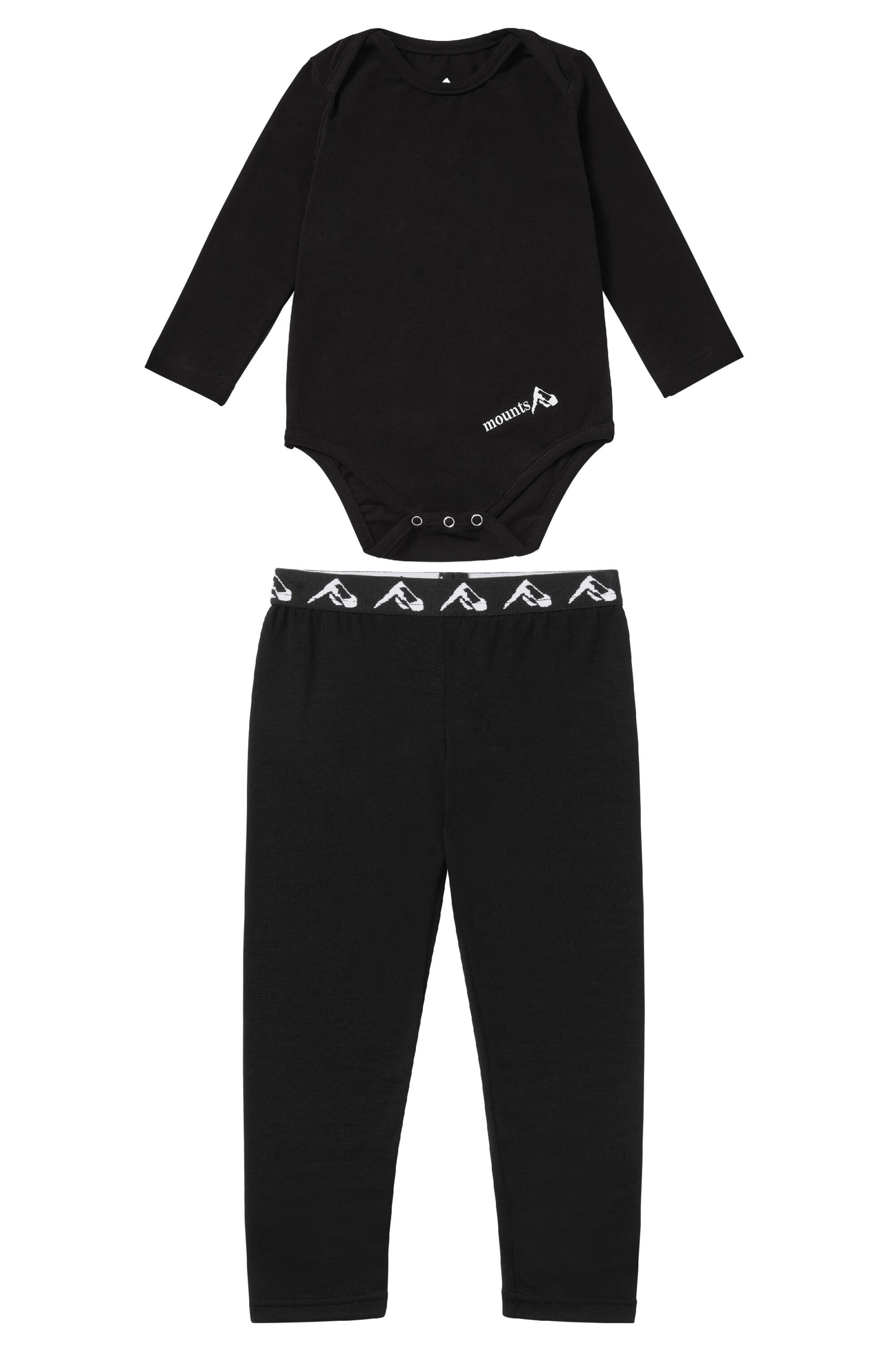 TODDLER COTTON Thermal Shirt - SKI/ HIKE/ CAMP - BLACK 3/4
