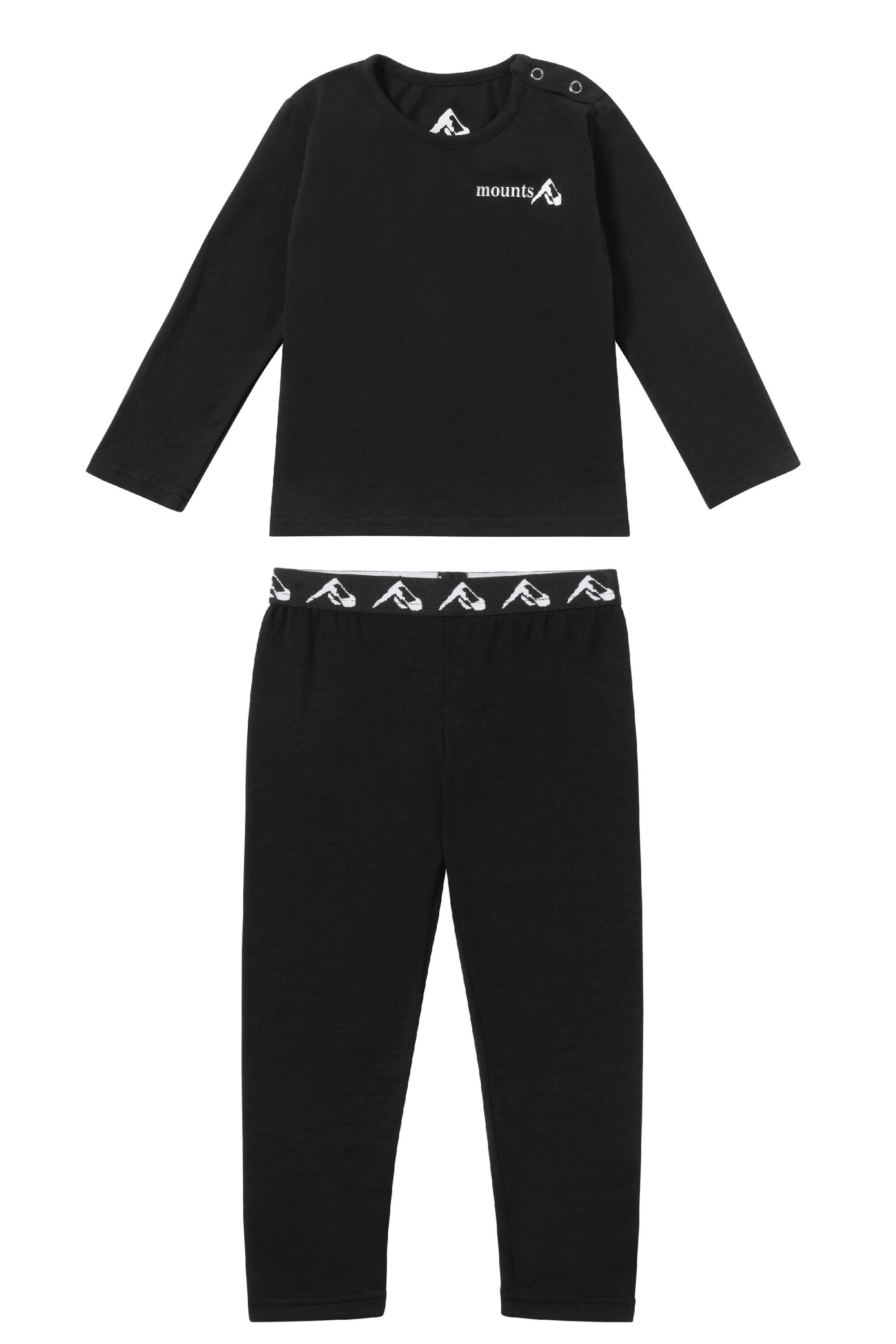 BABY Cotton Thermal Onsie - SKI/ HIKE/ CAMP - BLACK 3/4